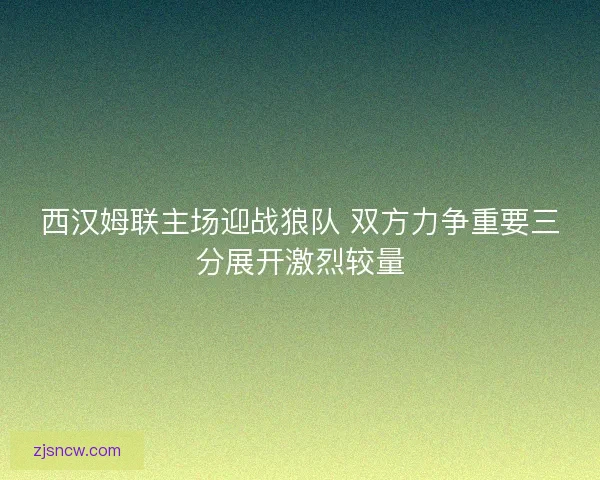 西汉姆联主场迎战狼队 双方力争重要三分展开激烈较量 西汉姆联主场迎战狼队 双方力争重要三分展开激烈较量