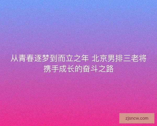 从青春逐梦到而立之年 北京男排三老将携手成长的奋斗之路